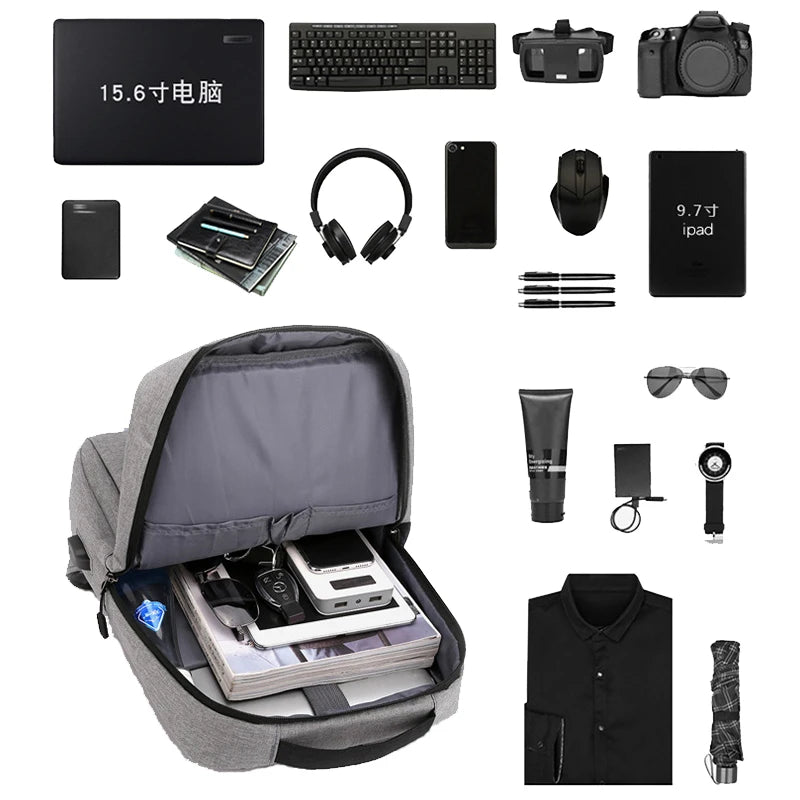 Multifunctional Backpack Men's Women's Business Backpack Large Capacity USB Charging Laptop School Bag Leisure Travel Bag