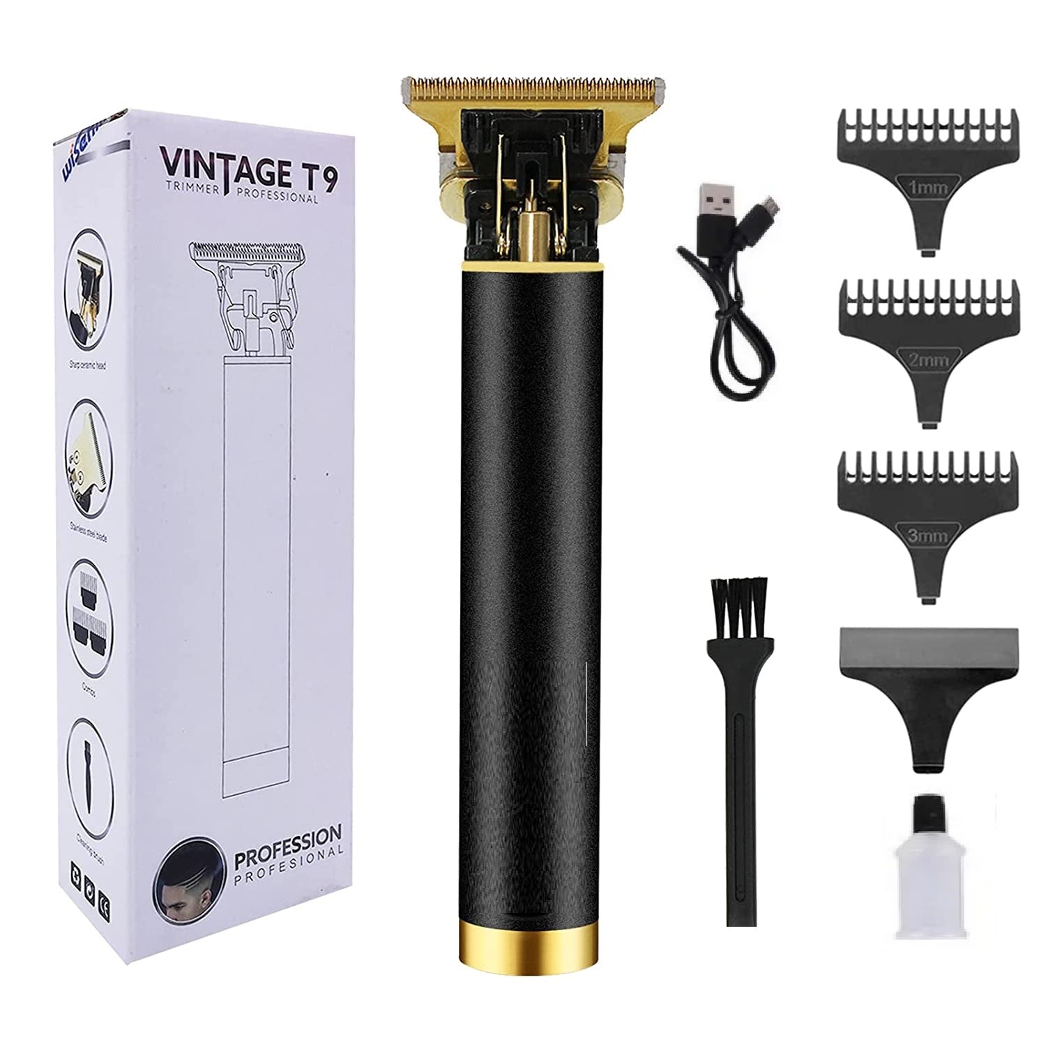T9 Hair Trimmer Professional Rechargeable Beard Trimmer Titanium Cordless