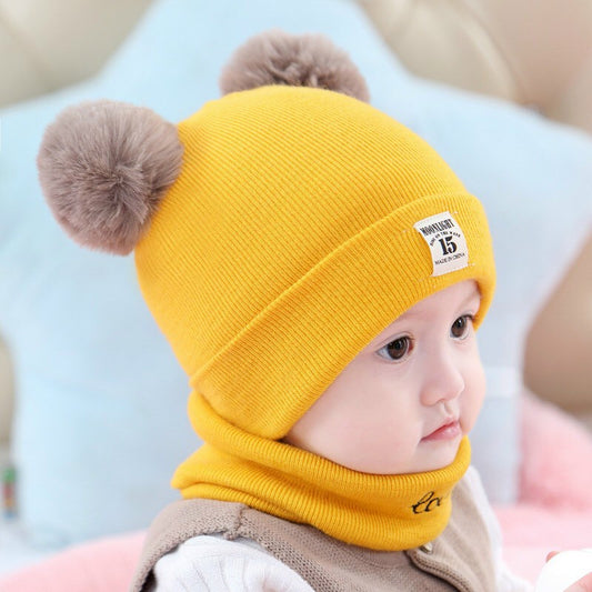 Kids Baby Boy Girl Winter Warm Cap with matching Scarf - Kids Warm Cap With Neck