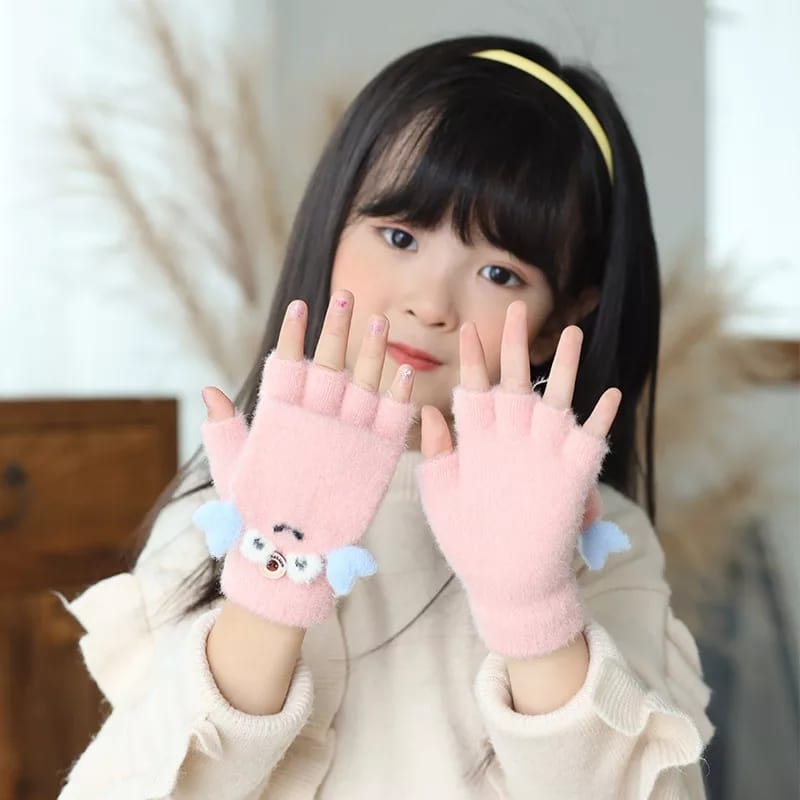 Kids Cashmere Half-finger Gloves Autumn Winter Plus