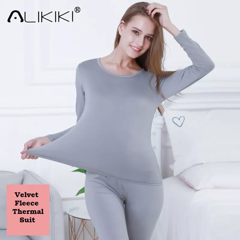 Women Thermal Underwear Double Layer Plus Velvet Thick Thermal Suit –
