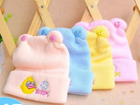 Buy 1 Get 1 Free New Born Baby Warm Winter Cap - Baby Knitted Cute Warm Hat
