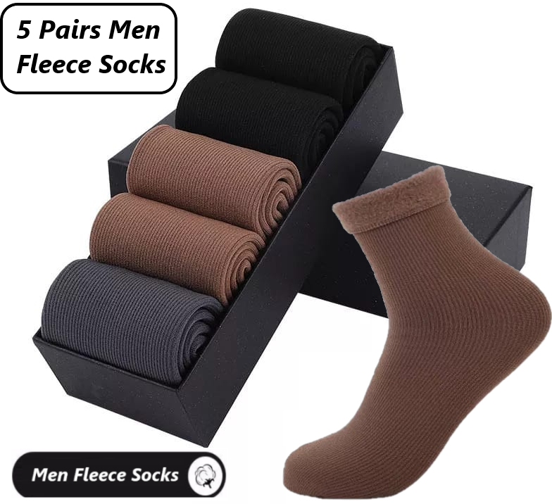 5 Pair Men's Fleece Socks - Fleece Autumn And Winter Thick Socks