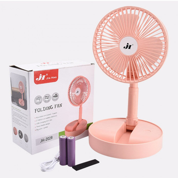 FOLDING STAND-ALONE BATTERY OPERATED TABLE FAN WITH USB CHARGING CABLE