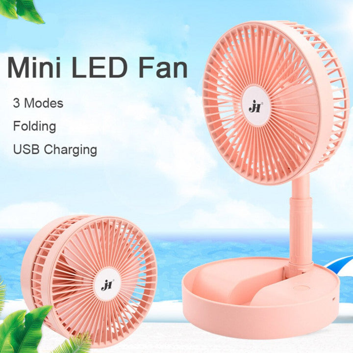 FOLDING STAND-ALONE BATTERY OPERATED TABLE FAN WITH USB CHARGING CABLE