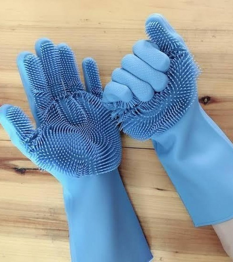 Silicone Dishwashing Gloves Kitchen Cleaning Dish Washing Brushes Rubber Scrub Gloves Food Grade Cleaning Tools