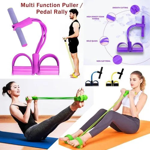 Multi-Function Tension Rope Fitness Pedal Exerciser Foot Pedal Rope Pull Bands