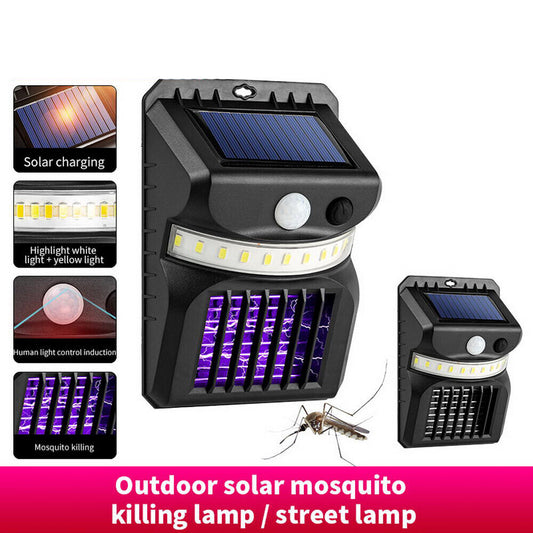 Solar Powered Outdoor Mosquito Insect Killer LED Light Fly Bug Zapper Lamp