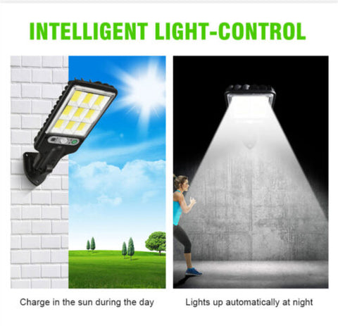 18 Led Solar Street Lights 108/117 COB Outdoor Solar Lamp 3 Light Modes Waterproof Motion Sensor Security Lighting for Garden Patio