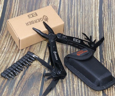 Multifunctional Stainless Steel Blackened Pliers Outdoor Mini Folding Telescopic Combination Knife Pliers Field Emergency Tool