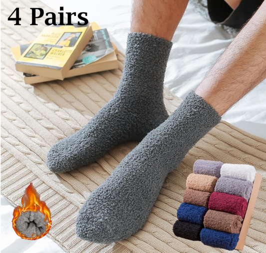 4 Pairs Winter Towel Socks - Winter Warm Fluffy Coral Velvet Socks